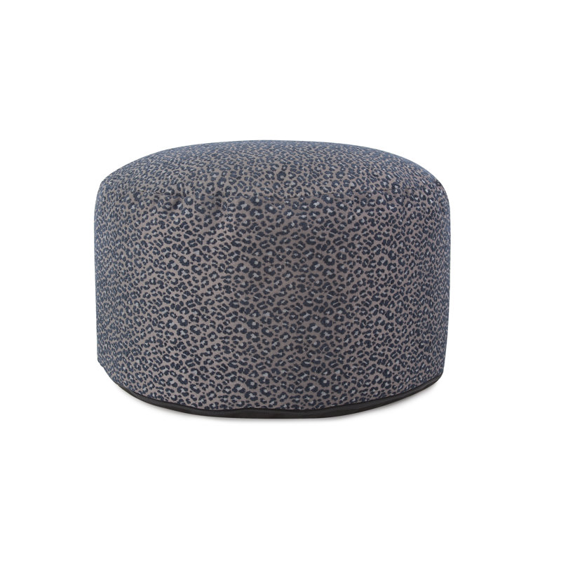 Upholstered Pouf, Lynx Indigo Polyester