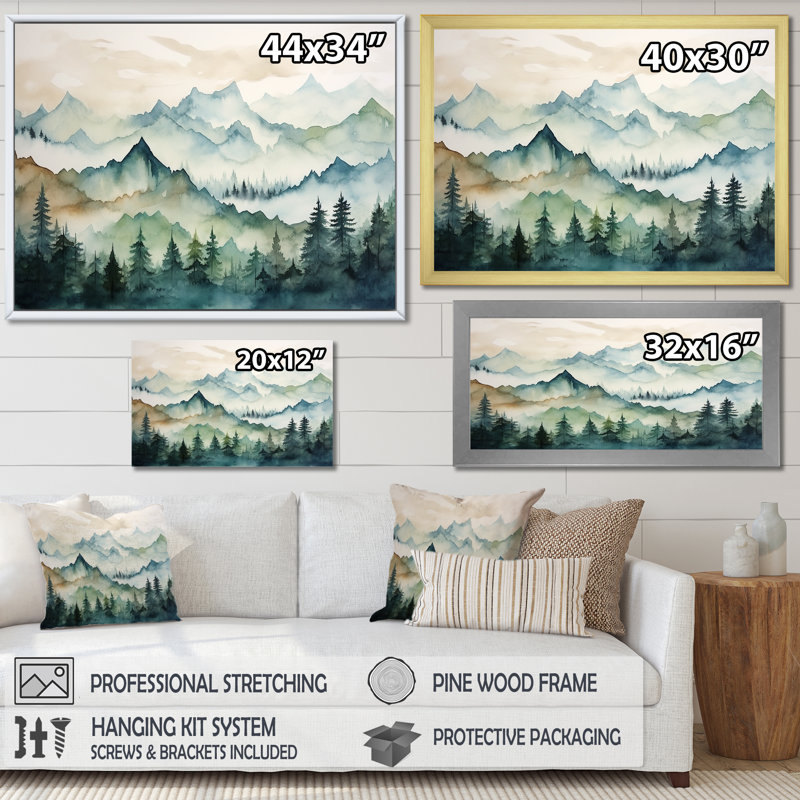 Sommet vert, montagnes du Japon - Art encadré au Japon, Cadre flottant brun, H 16 po x l 32 po x P 1 po