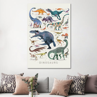 Dinosaures II - reproduction d'art murale - toile encadrée