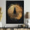 Gocha noir et or abstrait de l'anneau d'arbre II - Cottage, art mural sur toile