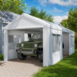  10 Ft X 20 Ft Heavy Duty Carport - Portable Garage With Roll-up Windows, Removable Sidewalls, Waterproof & Uv Resistant
