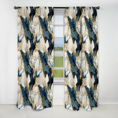 Gilded Gold And Teal Luxe Marble Opulence - Abstract Marble Marble Blackout Curtain - 1 Panels