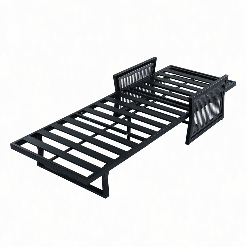 Structure de méridienne d'extérieur en fer avec accoudoirs en corde, dossier réglable inclinable, capacité de poids de 400 lb, structure de terrasse de patio sans coussin