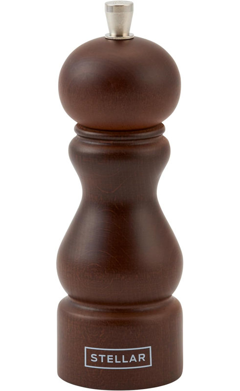 Brand Stellar Kitchen Wood No Power Source Required / Manual Pepper Mill, 14cm, Brown
