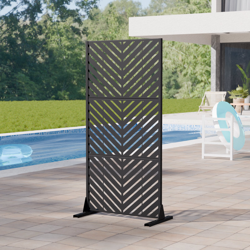 Paravents d'extérieur en métal 60 po x 30 po Parallel, Noir, H 60 po x l 30 po x P 16 po