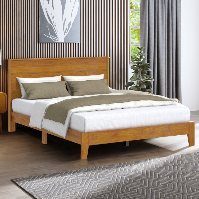 Branquinha Platform Bed with Headboard, Dusty Gray Oak, King