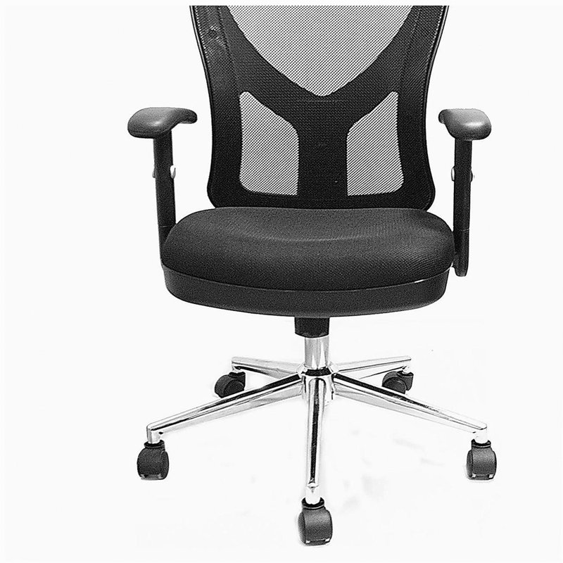 Chaise de bureau en filet à haut dossier avec base en chrome, noir
