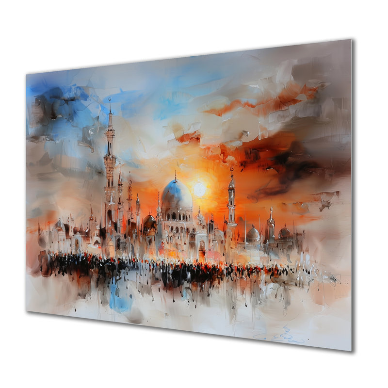 «Prayer Time pendant le Ramadan II», décoration murale en métal, impression traditionnelle, H 12 po x l 20 po