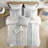 Cotton Printed Comforter Set With Chenille White/Navy Queen-125340976-125340975