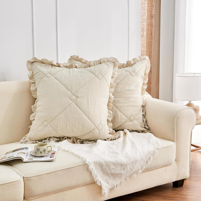 Housse de coussin 100% coton avec volants 26 po x 26 po