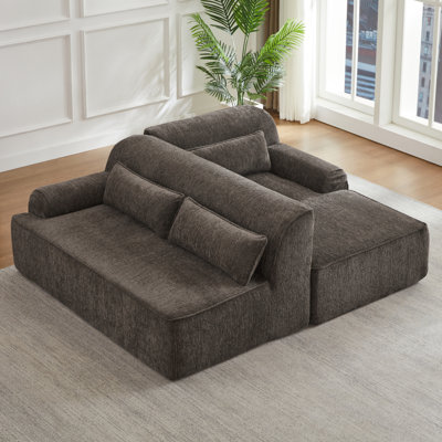 Chenille Lshape Luxury Sectional Oversized Sofa,Mnimalist Design,Comfy Sleeper Couch For Living Room,Apartment&Reception Spaces,No Assembly Required