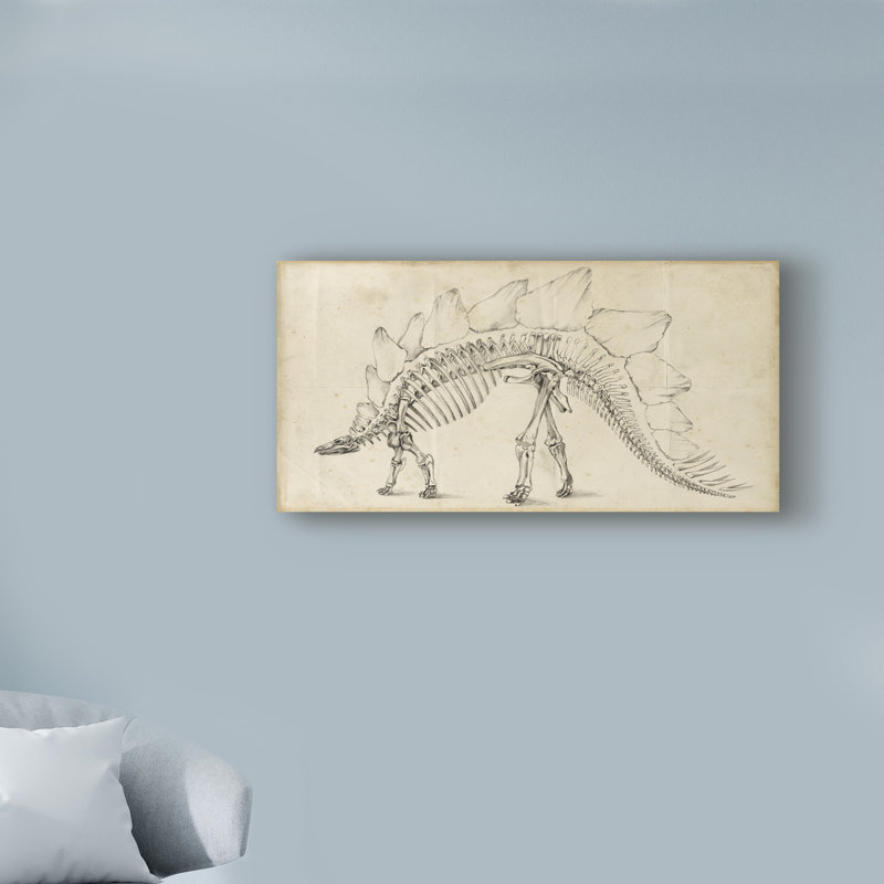 « dinosaur study iii », reproduction d’art sur toile tendue, H 24 po x l 47 po x P 2 po