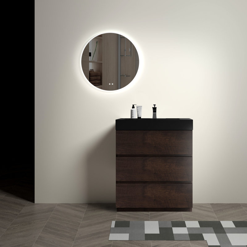 30" Bathroom Vanity - Spacious Interior, Stylish Look Walnut , Smooth Functionality, Walnut, 31", Black