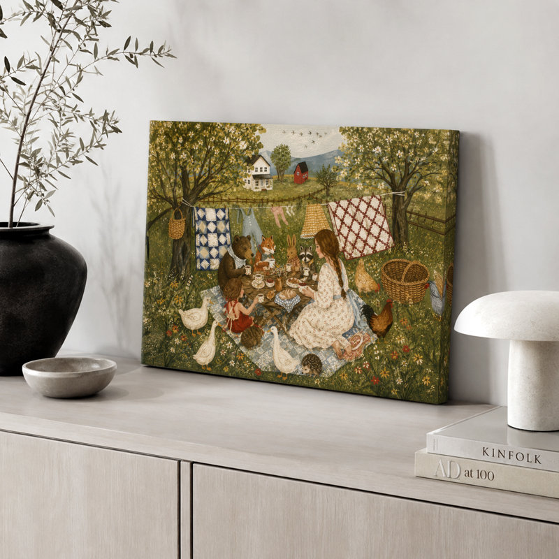 «Country Meadow Animal», reproduction d'art numérique sur toile encadrée, H 32 po x l 48 po x P 1,5 po, Toile tendue