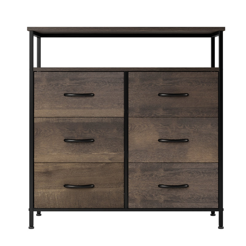 Hutton 80cm W 6 - Drawer Chest of Drawers, Dark Brown/Black
