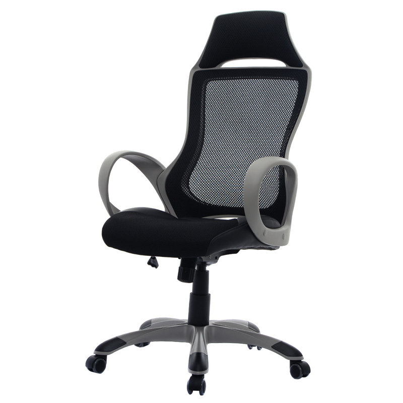 Symple Stuff Cotton and Mesh Gaming Chair, Black/Grey