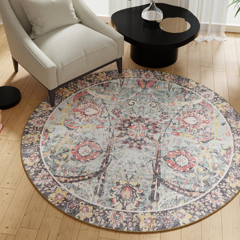 Bungalow Rose Ariel Timeless Rug, Rond 3 pi 6 po x 3 pi 6 po