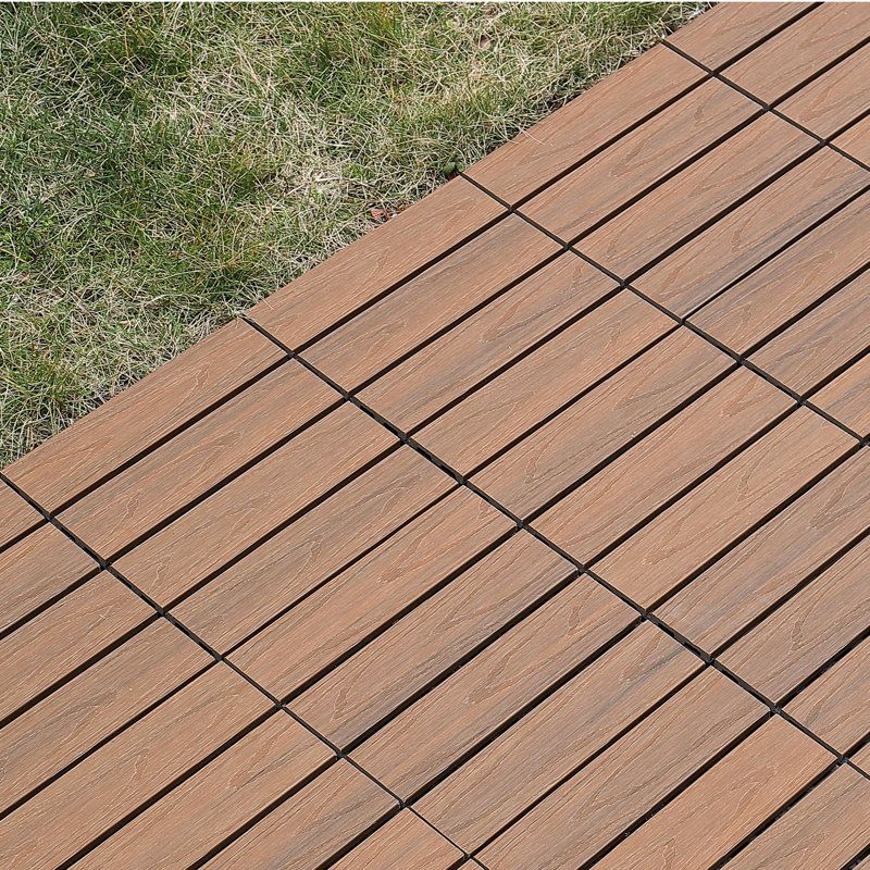 Carreau de terrasse en bois 12 po x 12 po, Brun clair