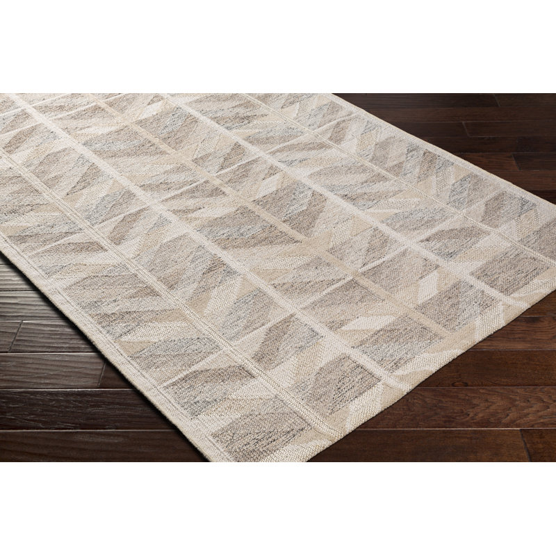 Gray Geometric Hand-Knotted Wool and Viscose Rug