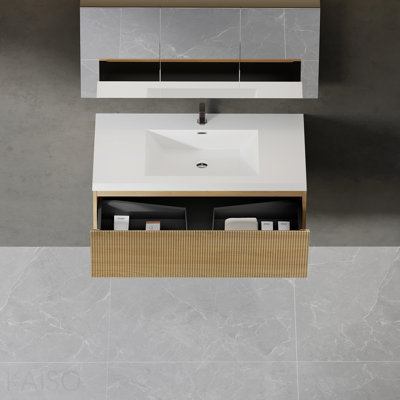 Meuble-lavabo mural 42 po avec lavabo flottant blanc