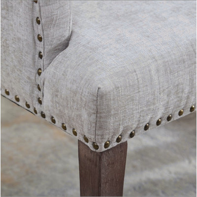 Upholstered Chenille Fabric Accent Dining Chair, Curved Solid Wood Legs, Elegant Tufted Club Dining Room Kitchen Room Arm Dining Chair, Single Pack,SW1895BG