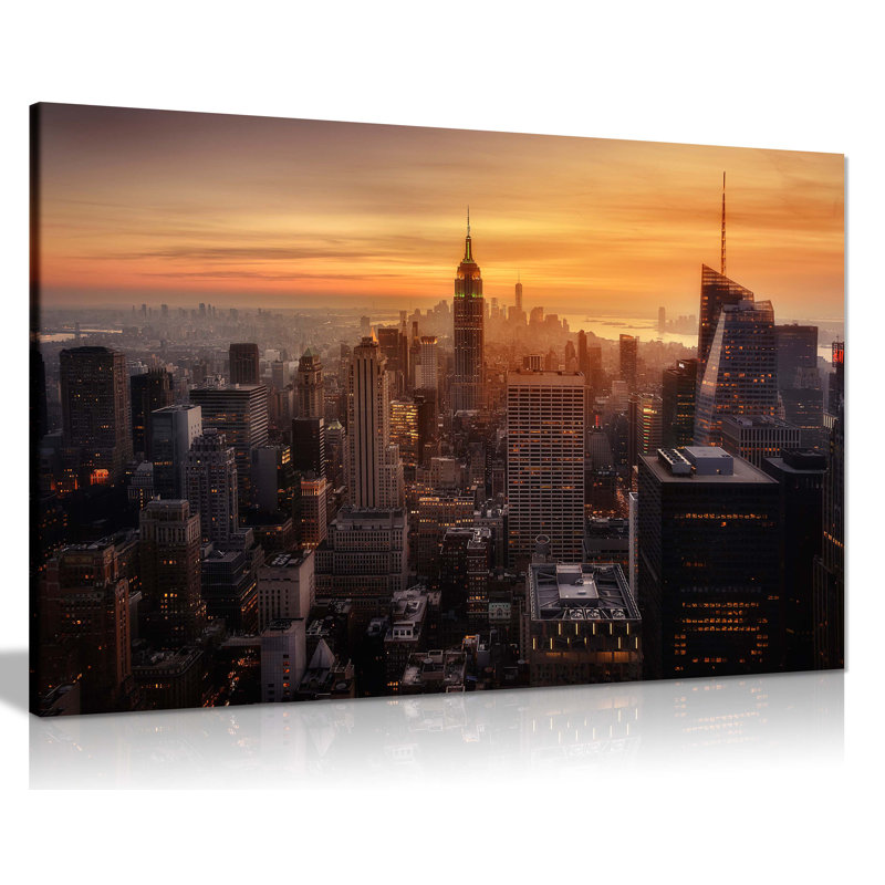 Manhattan Skyline Evening Atmosphere by Not An Artist - Wrapped Canvas Print, 31cm H x 46cm W x 1.8cm D