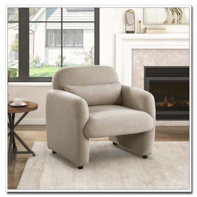Fauteuil décoratif rembourré en tissu Boucle