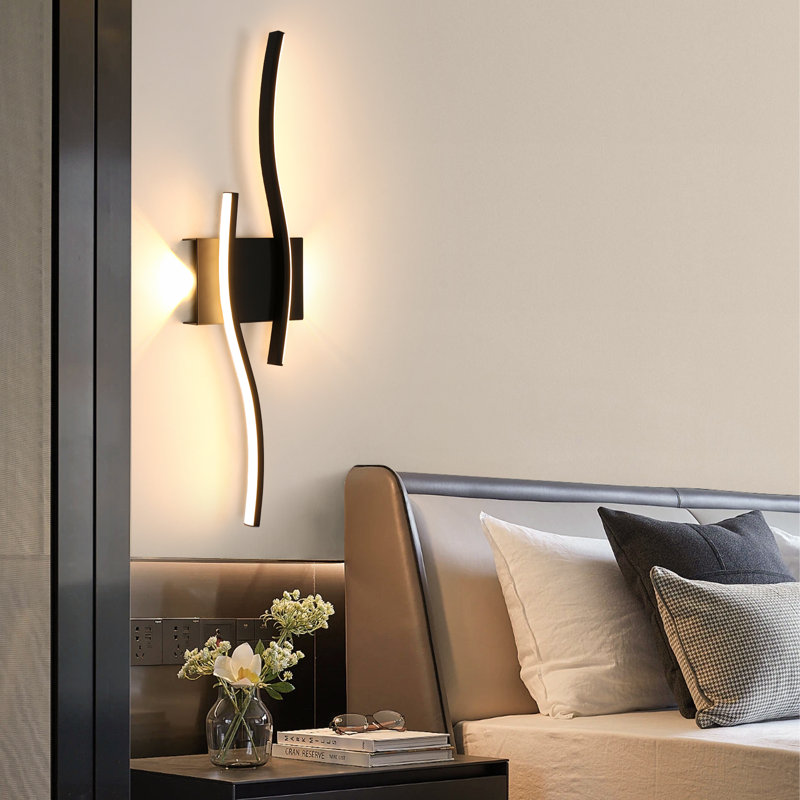 Modern Aluminum Linear LED Wall Light, Matte Black, 15cm H x 59cm W x 5.5cm D