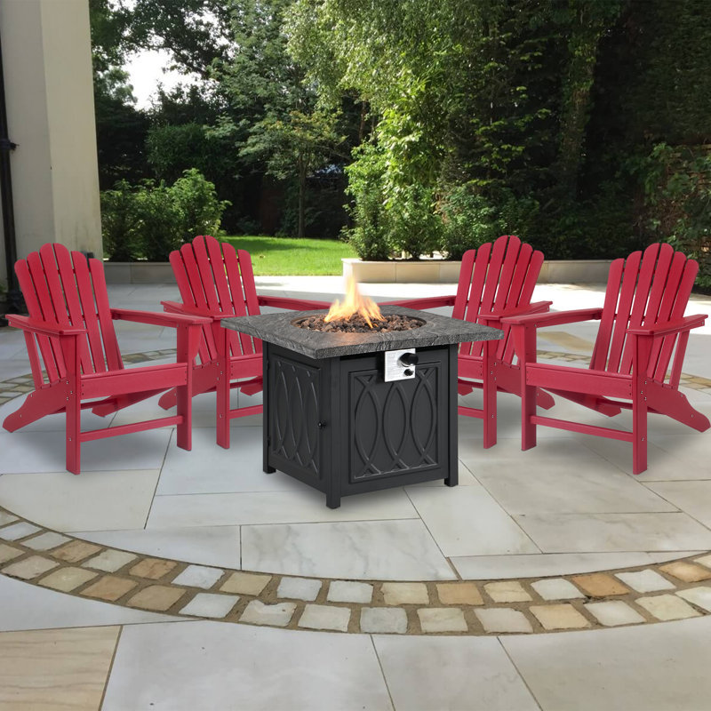 Ensemble de conversation pour 4 personnes avec table de foyer Farleigh, Rouge