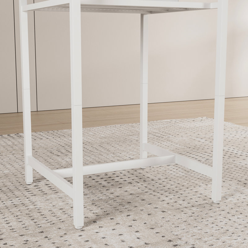 Ensemble de 3 tables de bar et tabourets, tabourets pliables pour économiser de l'espace, matériau en fer, couleurs blanc brun, bistro convenable avec 2 tabourets confortables, conception cloisonnée, fer à haute résistance, imperméable