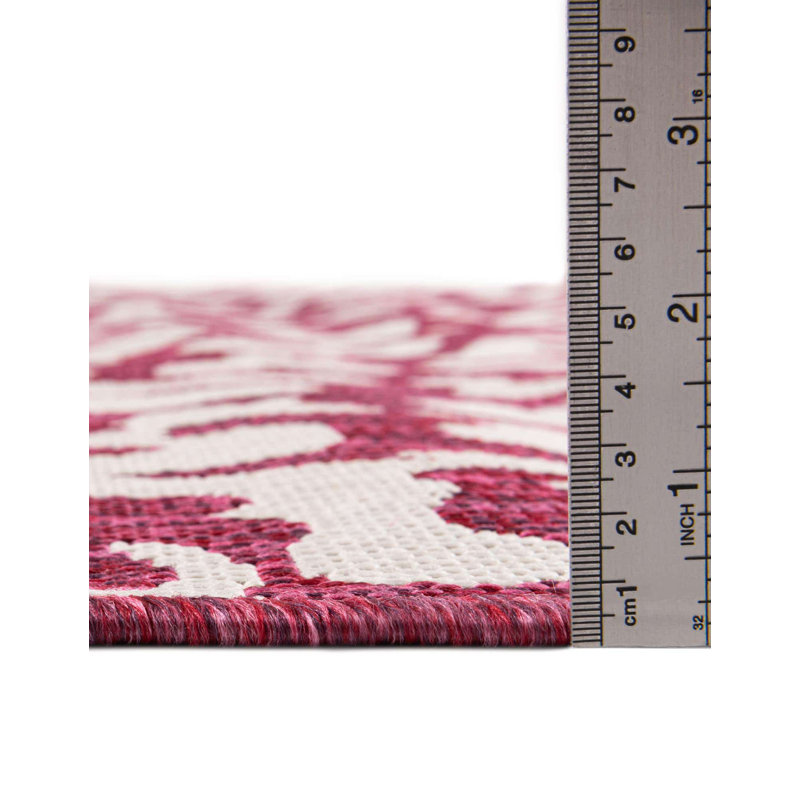 Tapis intérieur / extérieur magenta / ivoire, Rectangle 9 pi x 12 pi