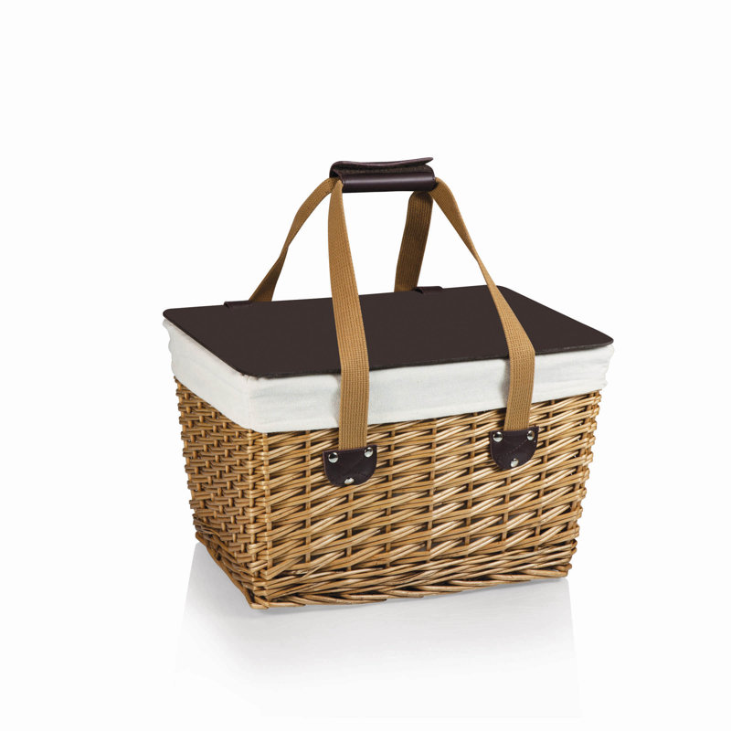 Canasta Small English Style Wicker Picnic Basket with Brown Lid