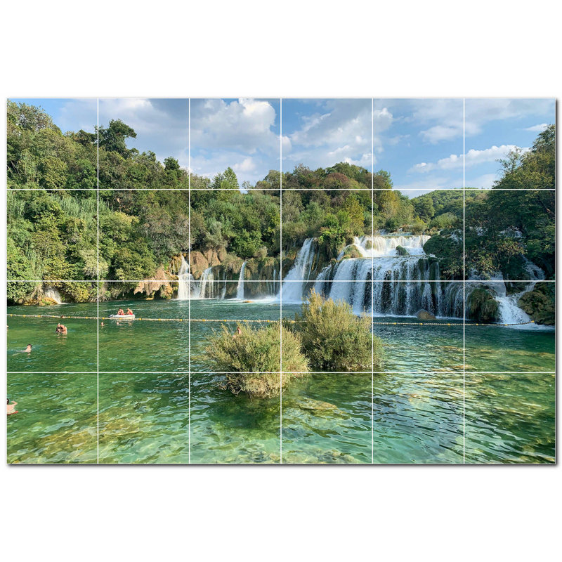 Murale en céramique satinée 8 "x 8" Waterfalls Photo