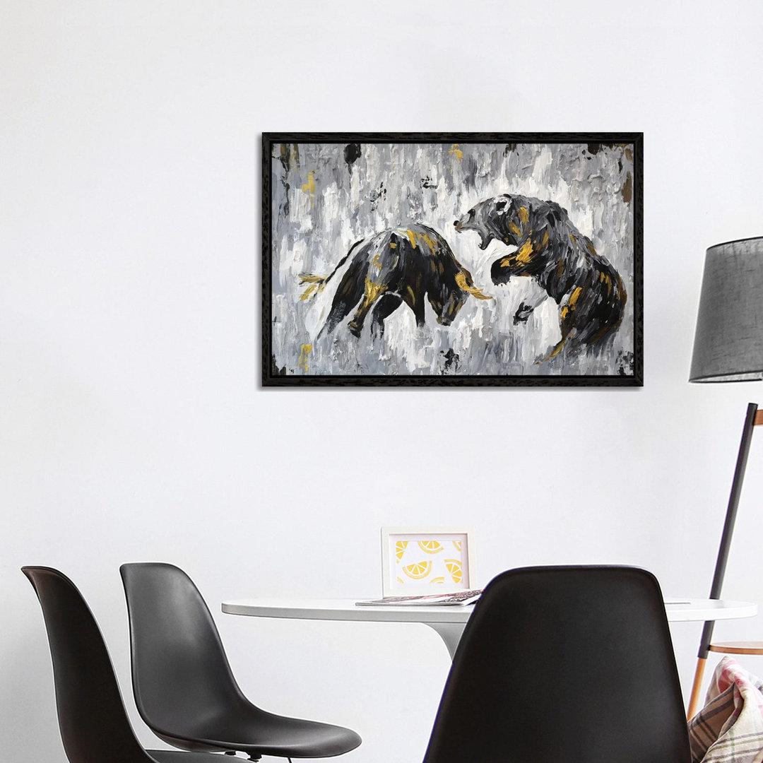 Bull Vs Bear Stock Market Close Ups I von Viola Gemälde - Galerie-umwickelte Leinwand Giclée auf Leinwand