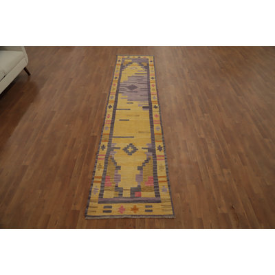 Vegetable Dye Kilim Handwoven Runner Rug 3x12