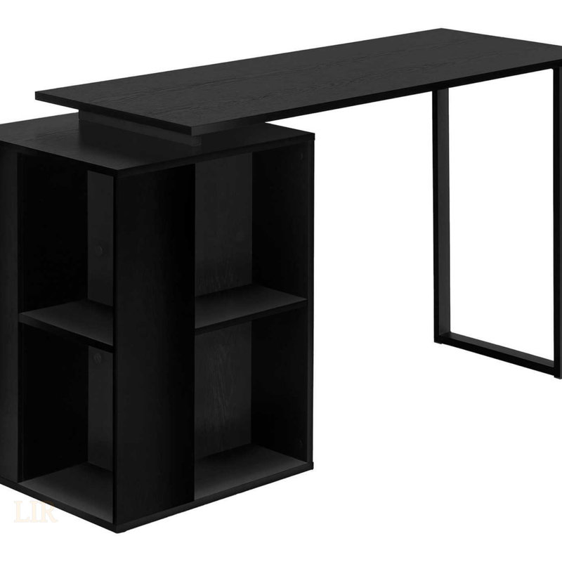 Bureau d'ordinateur, bureau personnel, installation à gauche, à droite, tablettes de rangement, travail, ordinateur portable, métal