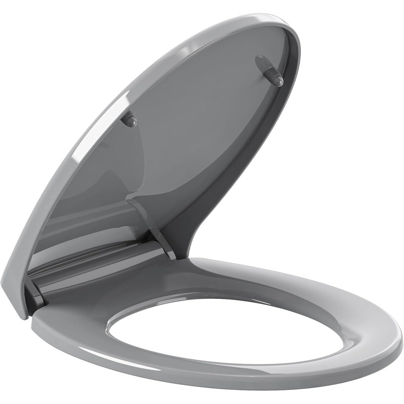 Universal O-Shape Soft-Close Toilet Seat With Quick Release And Top-Fix Installation, Grey