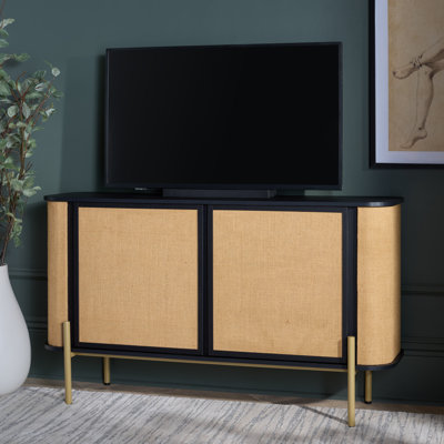 55.1" W Manufactured Wood TV Stand with Jute Doors