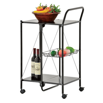 Foldable 2-Tier Open Storage Cart
