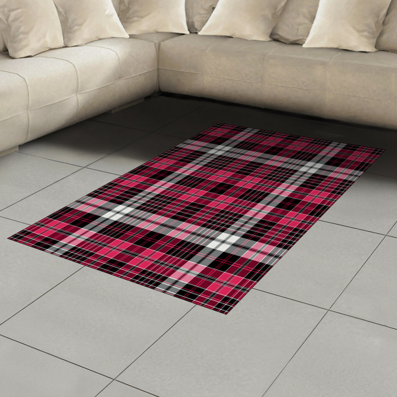 Checkered High Density Long Fiber Poly Threads Decorative Area Rug Carpet, Rectangle 4' x 5'8"
