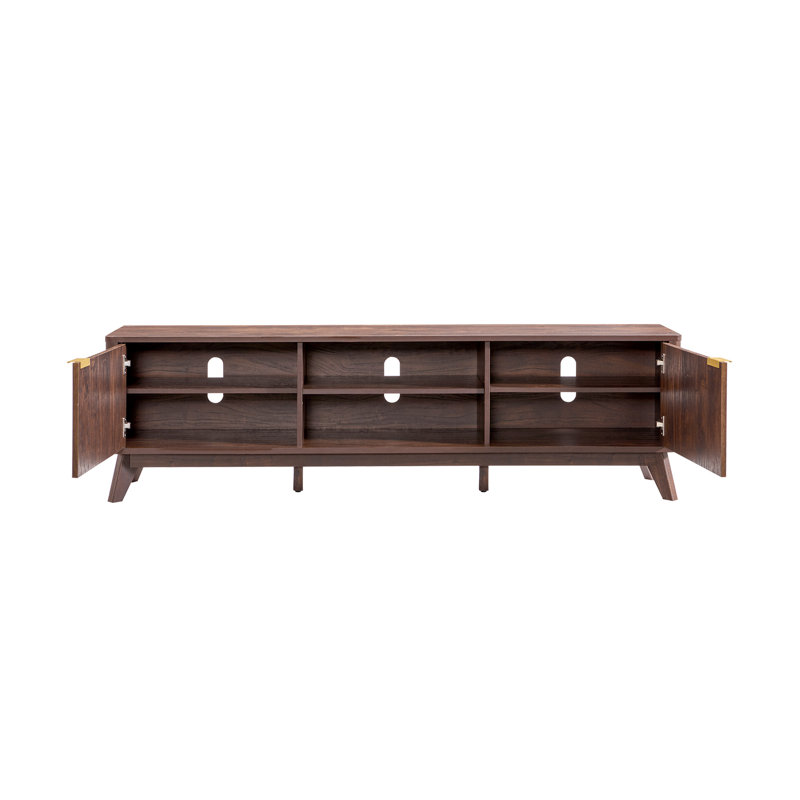 Console média 70 po Mid Century, Noyer foncé