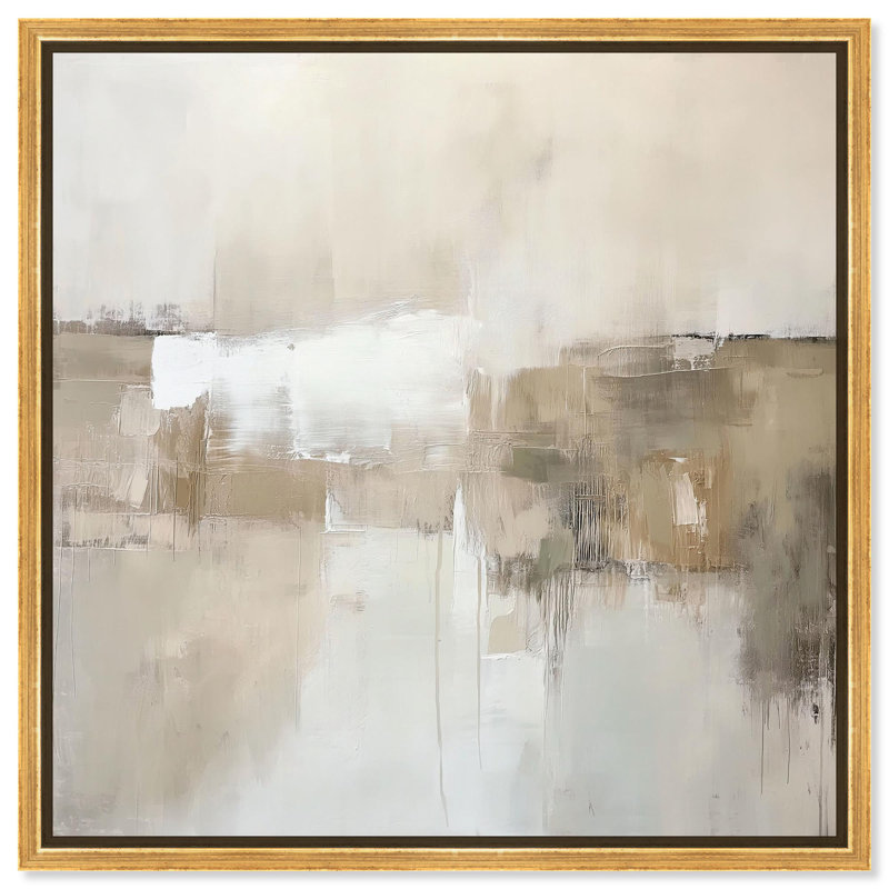 «Windswept Reverie I», toile minimaliste abstraite par Art Remedy, H 41 po x l 41 po x P 1,8 po, Cadre flottant doré