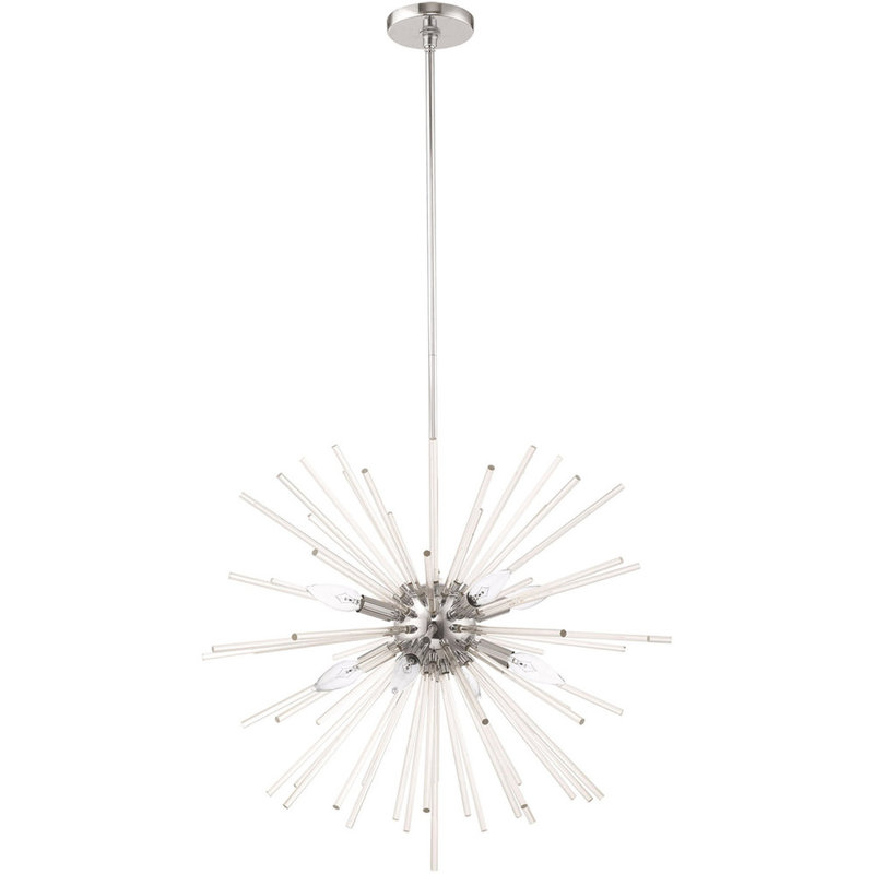 Lustre sphérique spoutnik à 8 lumières Ryzen, Chrome poli, H 14 po x l 20 po x P 15 po