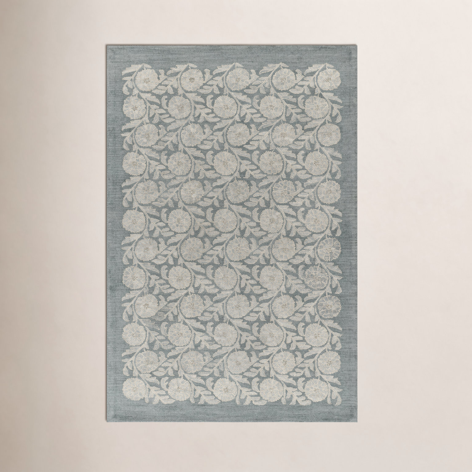 Eleanora Blue Hand-Tufted Floral Wool Rug, 2' X 3'