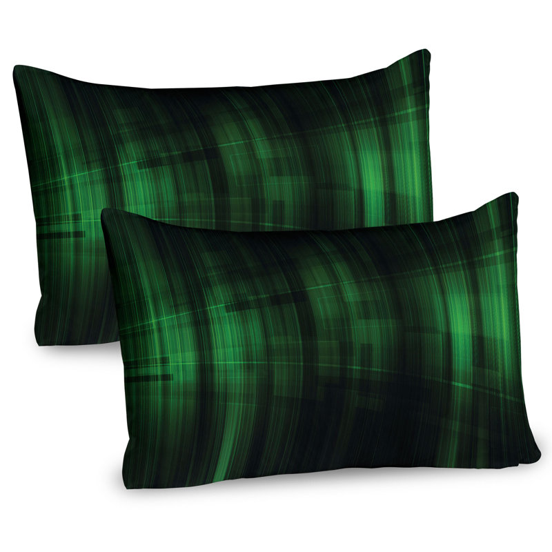 Forest Green and Black Microfiber Pillow Sham Set