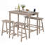 Ensemble de 4 tables de salle à manger à hauteur de comptoir en bois d'hévéa avec prise électrique-129427583
