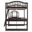 Lit mezzanine double en bois avec bureau en U, compartiments de rangement et miroir à trois volets-1270963180