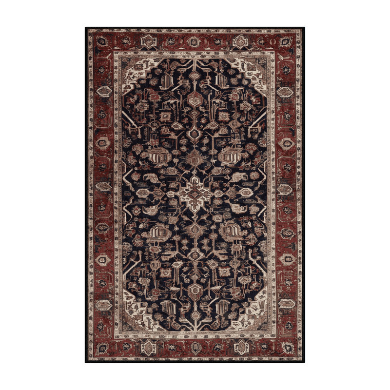 Machine Washable Persian Brown Area Rug, Rectangle 6' x 9'