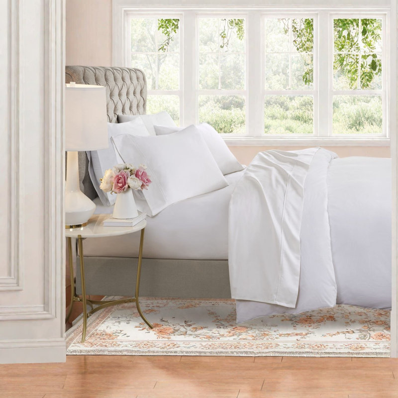 Cooling Queen Sheets & Pillowcases, 600 Thread Count Cotton Blend, White