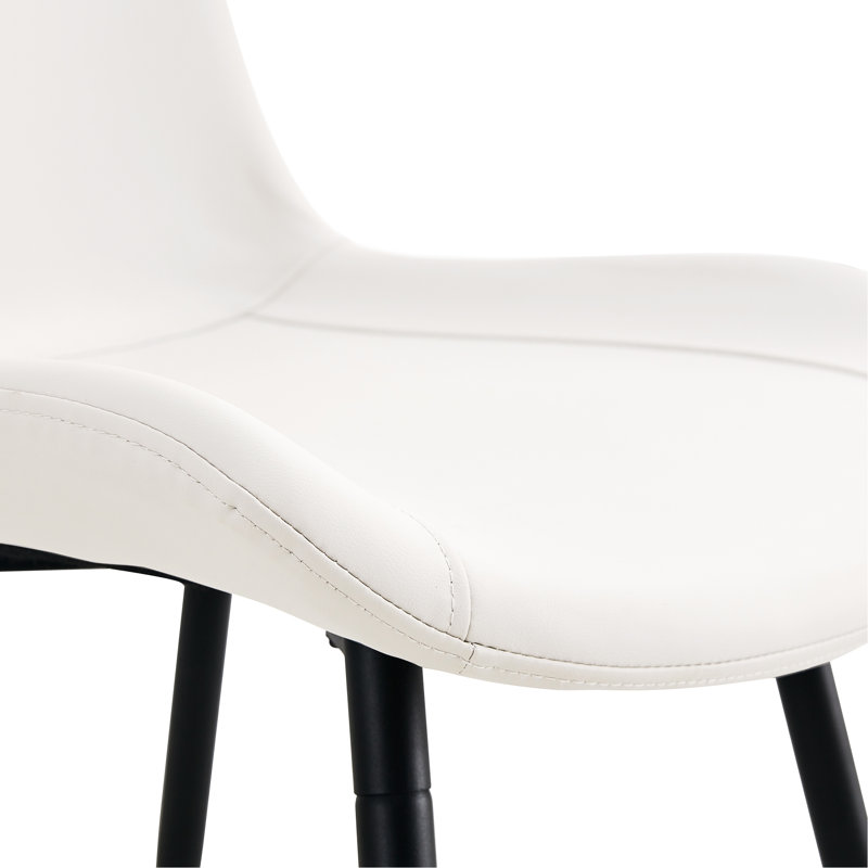Ensemble de table de salle à manger moderne blanc avec coussins incurvés, verre et métal